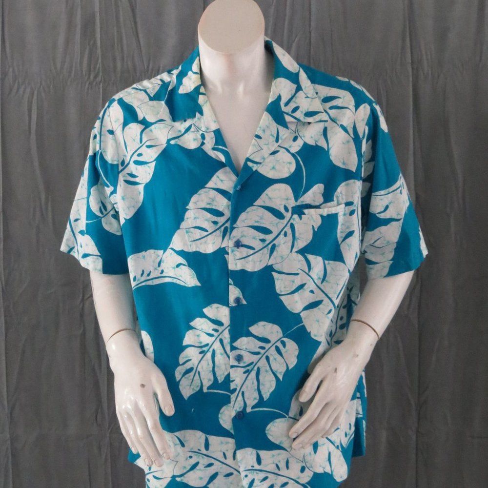Vintage Hawaiian Shirt - Tie Dye Palm Leaves by Hilo Hattie - Men's 3XL